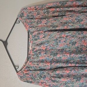 Ava & Viv | Pink And Green Drop Sleeve Blouse Size 1X